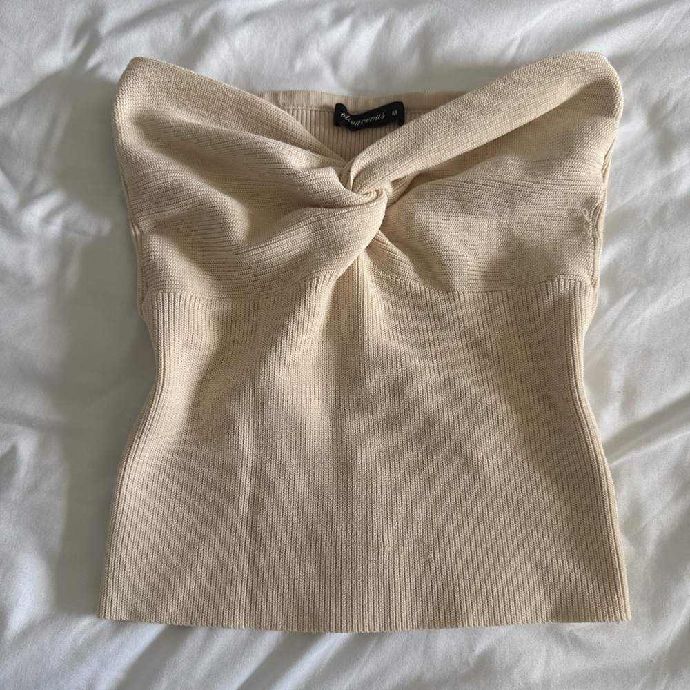 Cream Knotted Tube Top